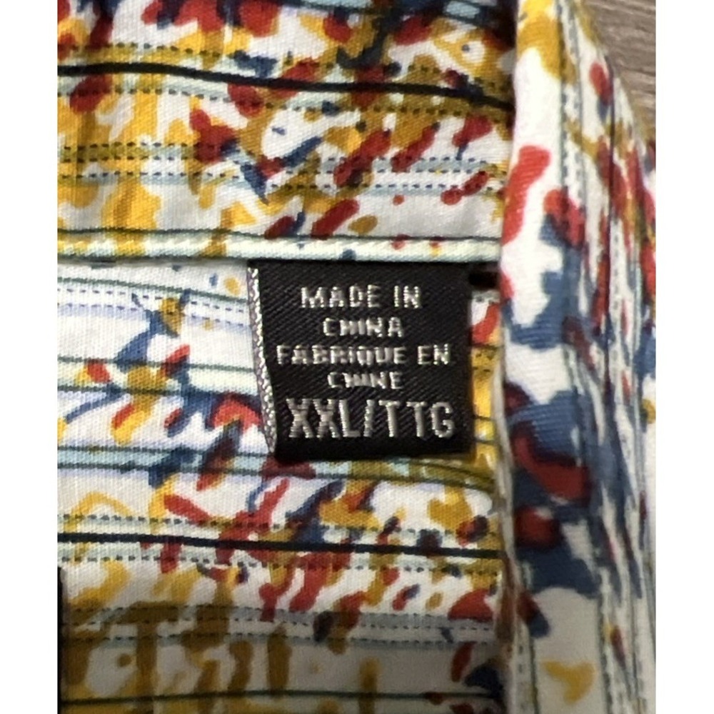 Jhane Barnes Frequency Short Sleeve Striped Abstract Casual Button Shirt Sz 2XL - Picture 5 of 7
